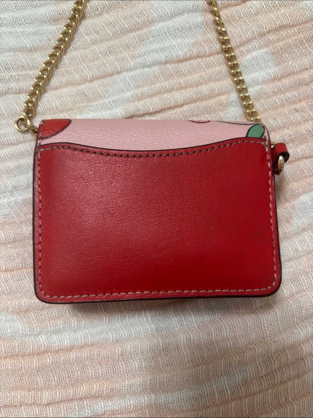 Coach Pink Cherry Print Crossbody with Gold Chain Strap - Picture 3 of 4